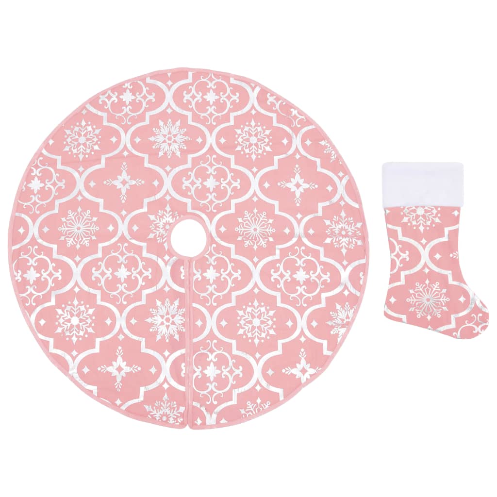 Luksus juletreskjørt med sokk rosa 122 cm stoff