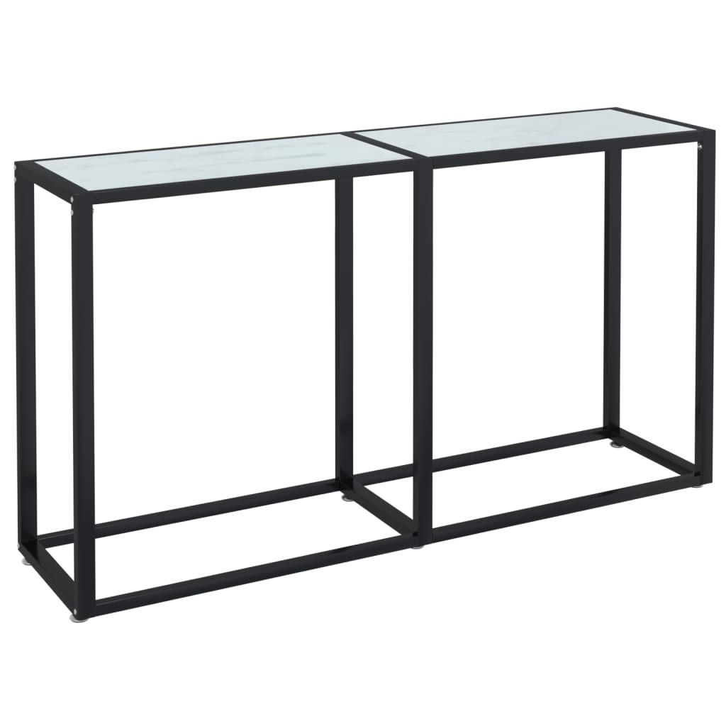 Konsollbord hvit marmor 140x35x75,5 cm herdet glass