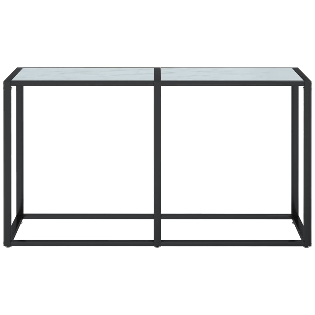 Konsollbord hvit marmor 140x35x75,5 cm herdet glass