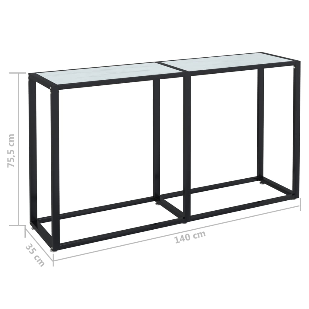 Konsollbord hvit marmor 140x35x75,5 cm herdet glass