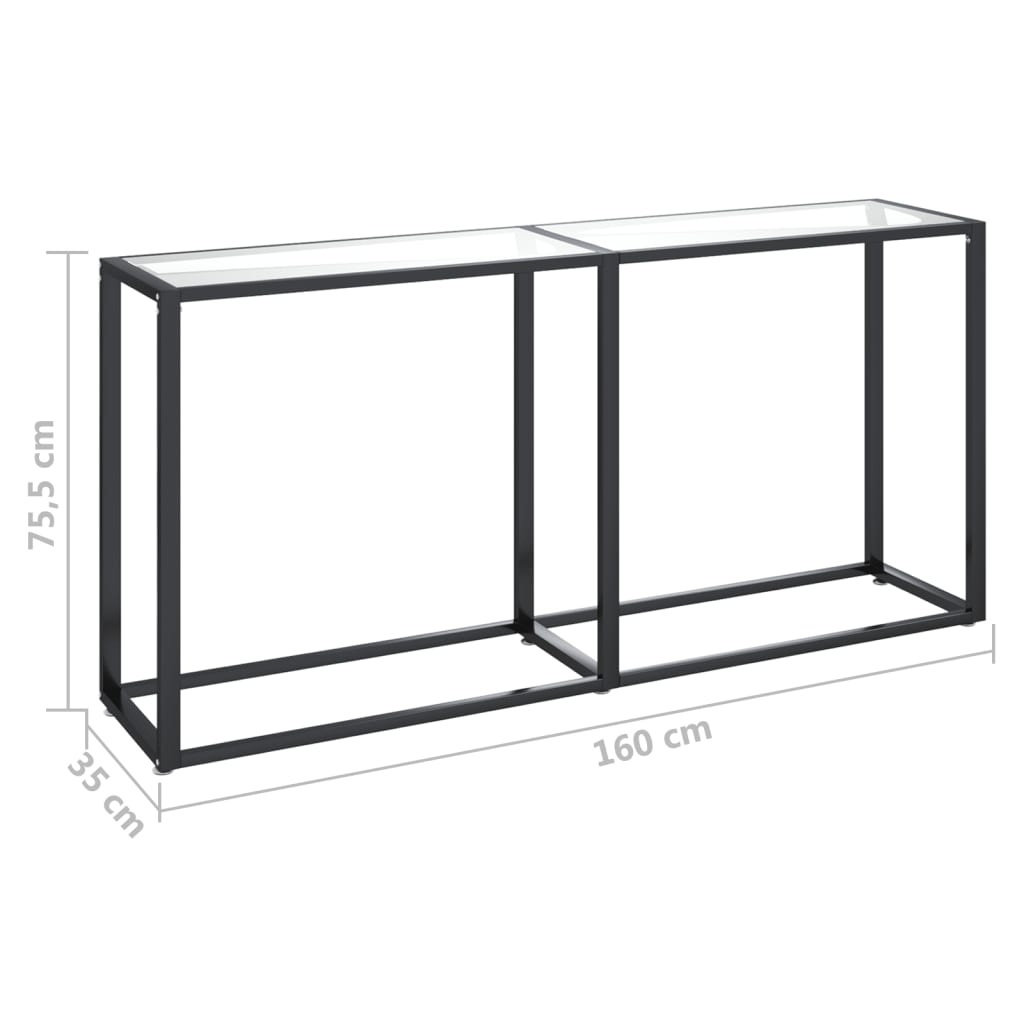 Konsollbord gjennomsiktig 160x35x75,5 cm herdet glass