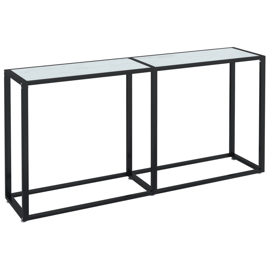 Konsollbord hvit marmor 160x35x75,5 cm herdet glass