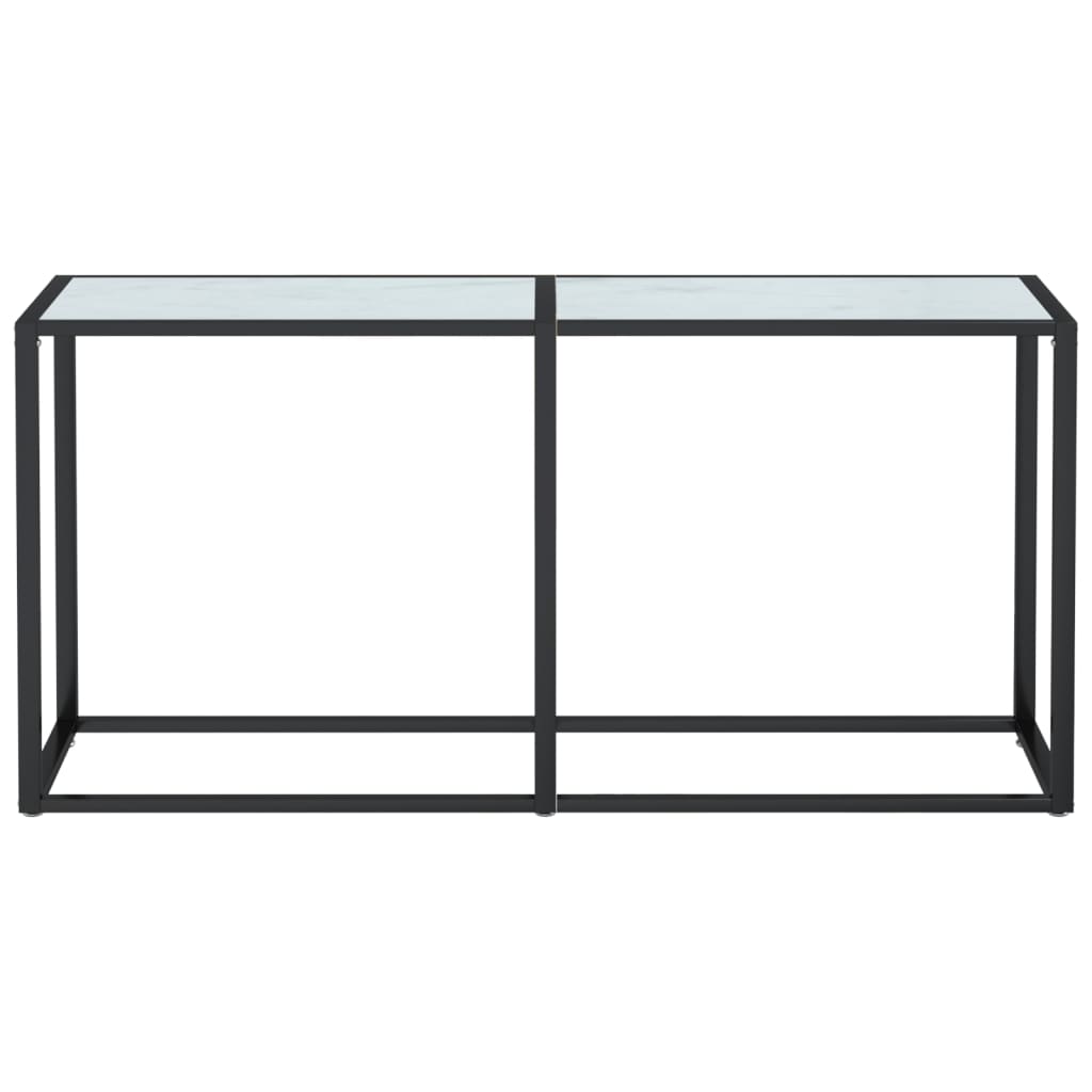 Konsollbord hvit marmor 160x35x75,5 cm herdet glass