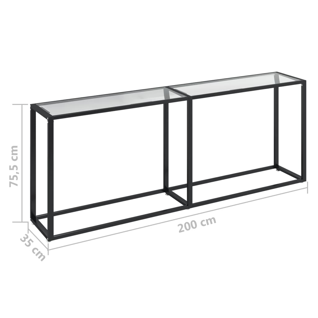 Konsollbord gjennomsiktig 200x35x75,5 cm herdet glass