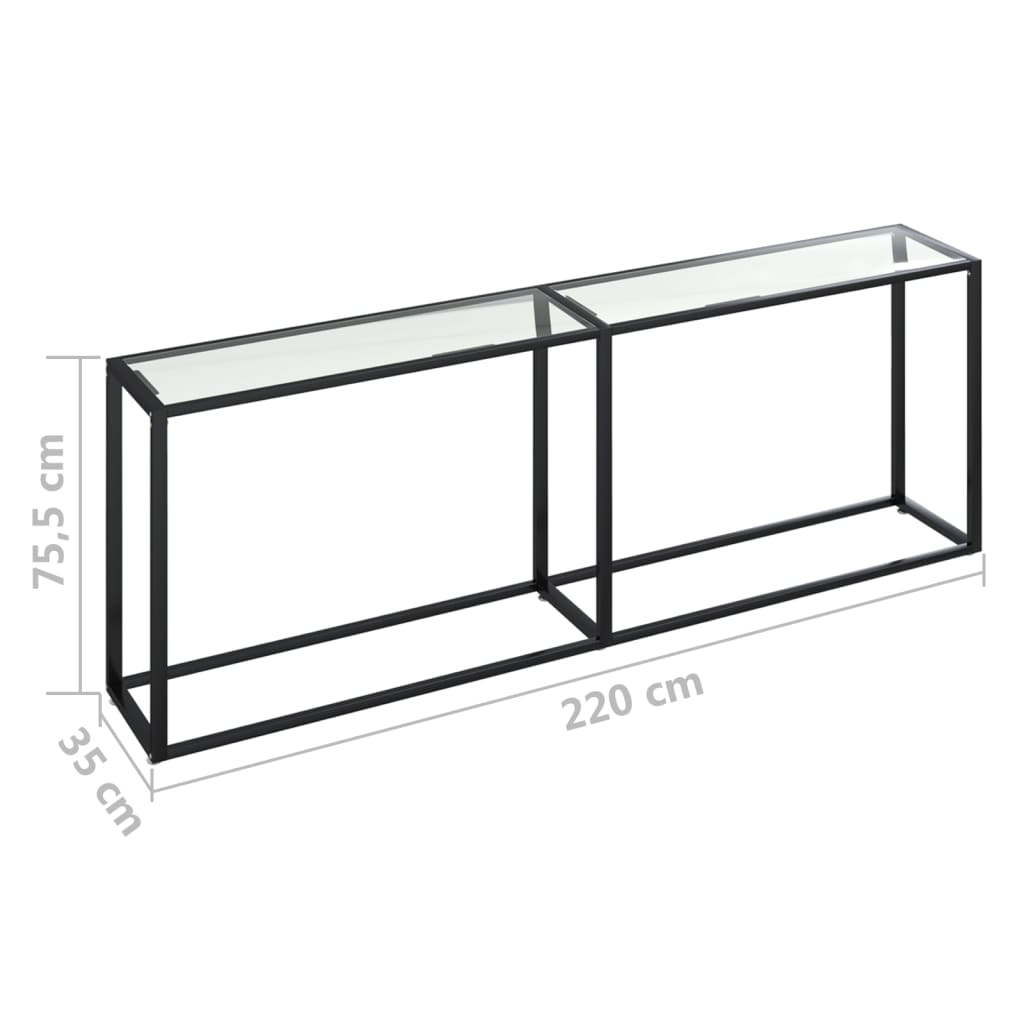 Konsollbord gjennomsiktig 220x35x75,5 cm herdet glass