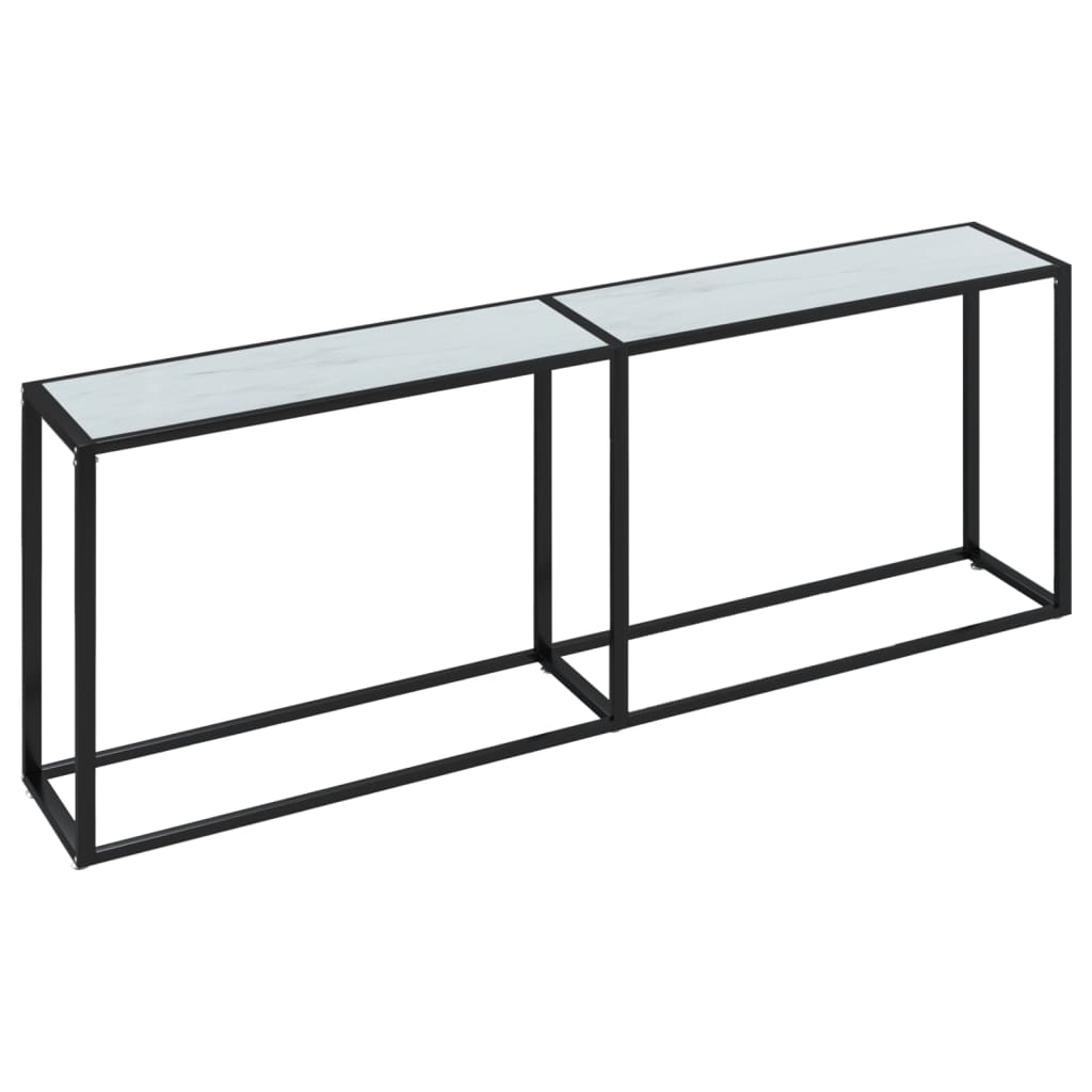 Konsollbord hvit marmor 220x35x75,5 cm herdet glass