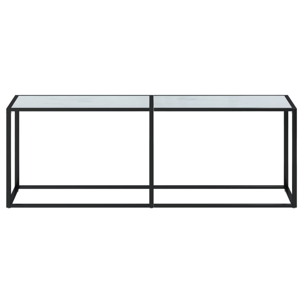 Konsollbord hvit marmor 220x35x75,5 cm herdet glass