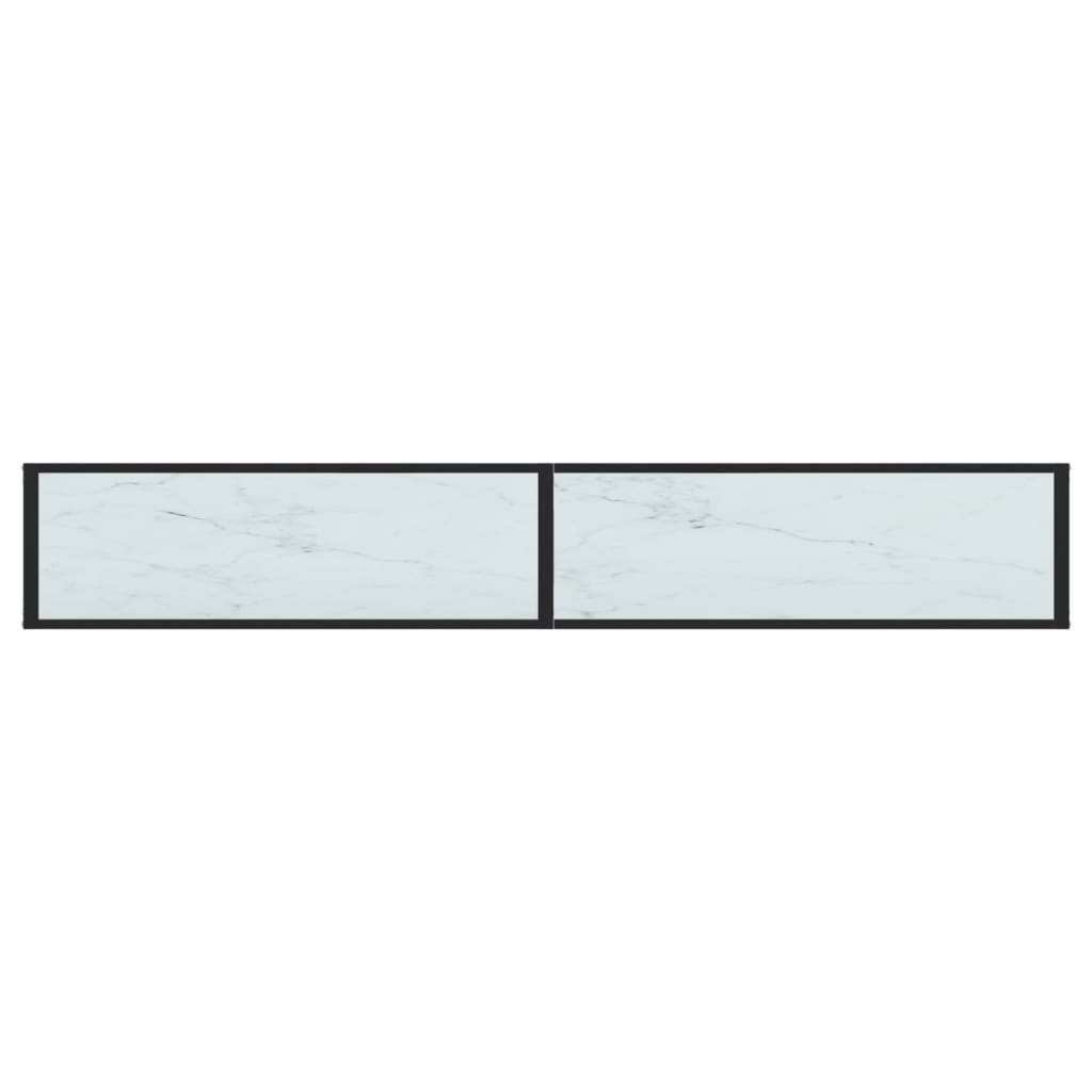 Konsollbord hvit marmor 220x35x75,5 cm herdet glass