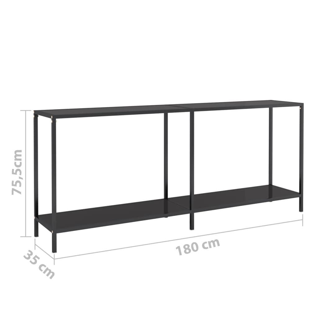 Konsollbord svart 180x35x75,5 cm herdet glass