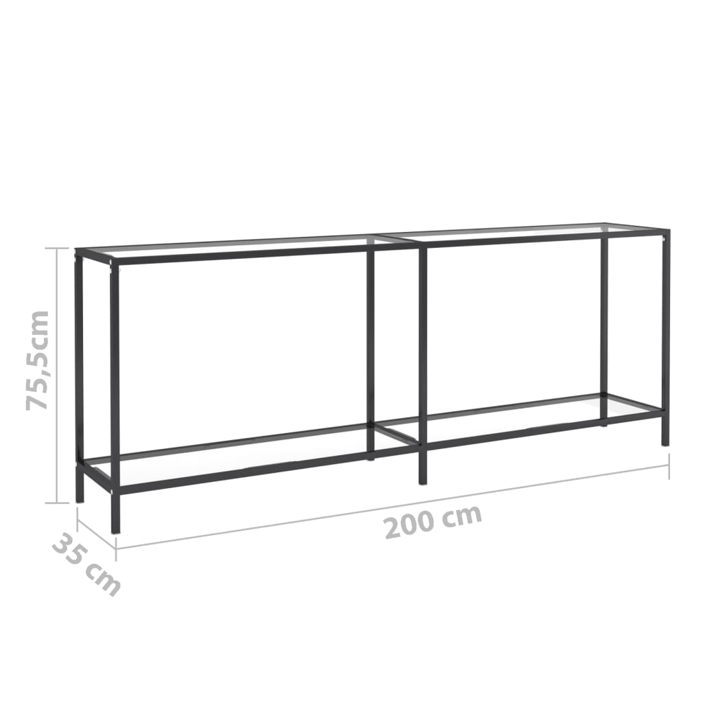 Konsollbord gjennomsiktig 200x35x75,5 cm herdet glass