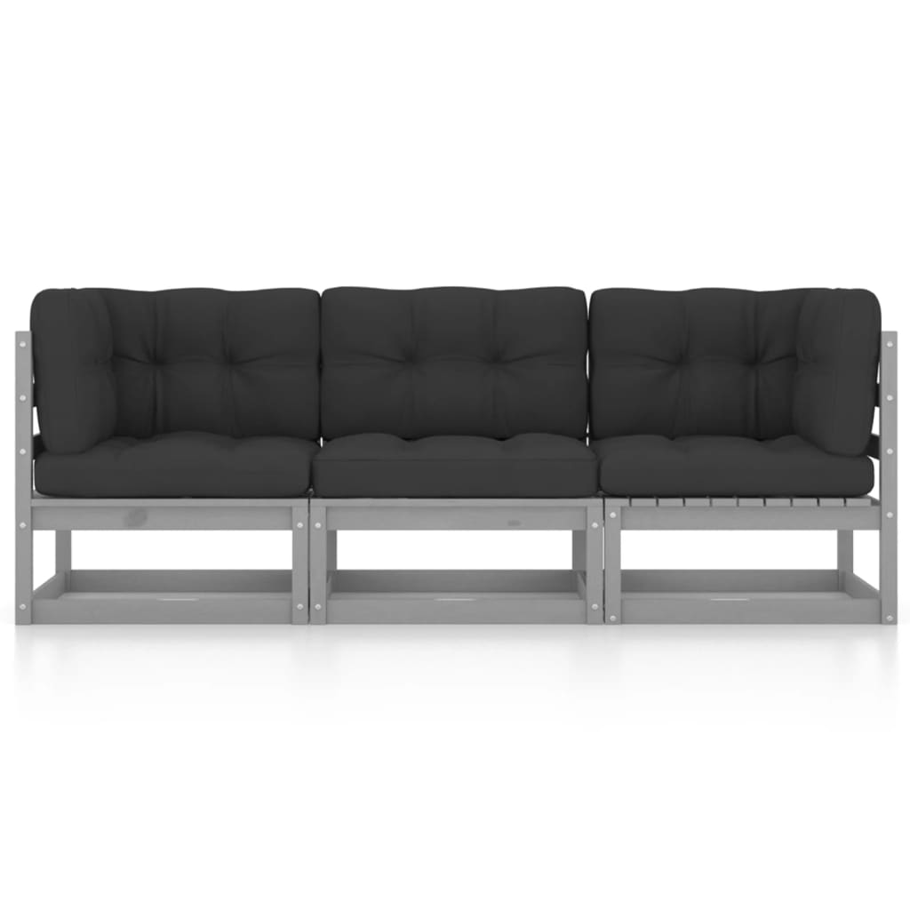 Hagesofa med puter 3-seters heltre furu