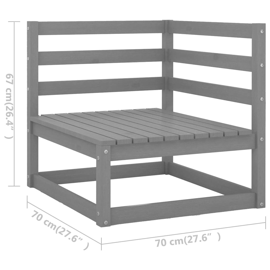 Hagesofa med puter 3-seters heltre furu