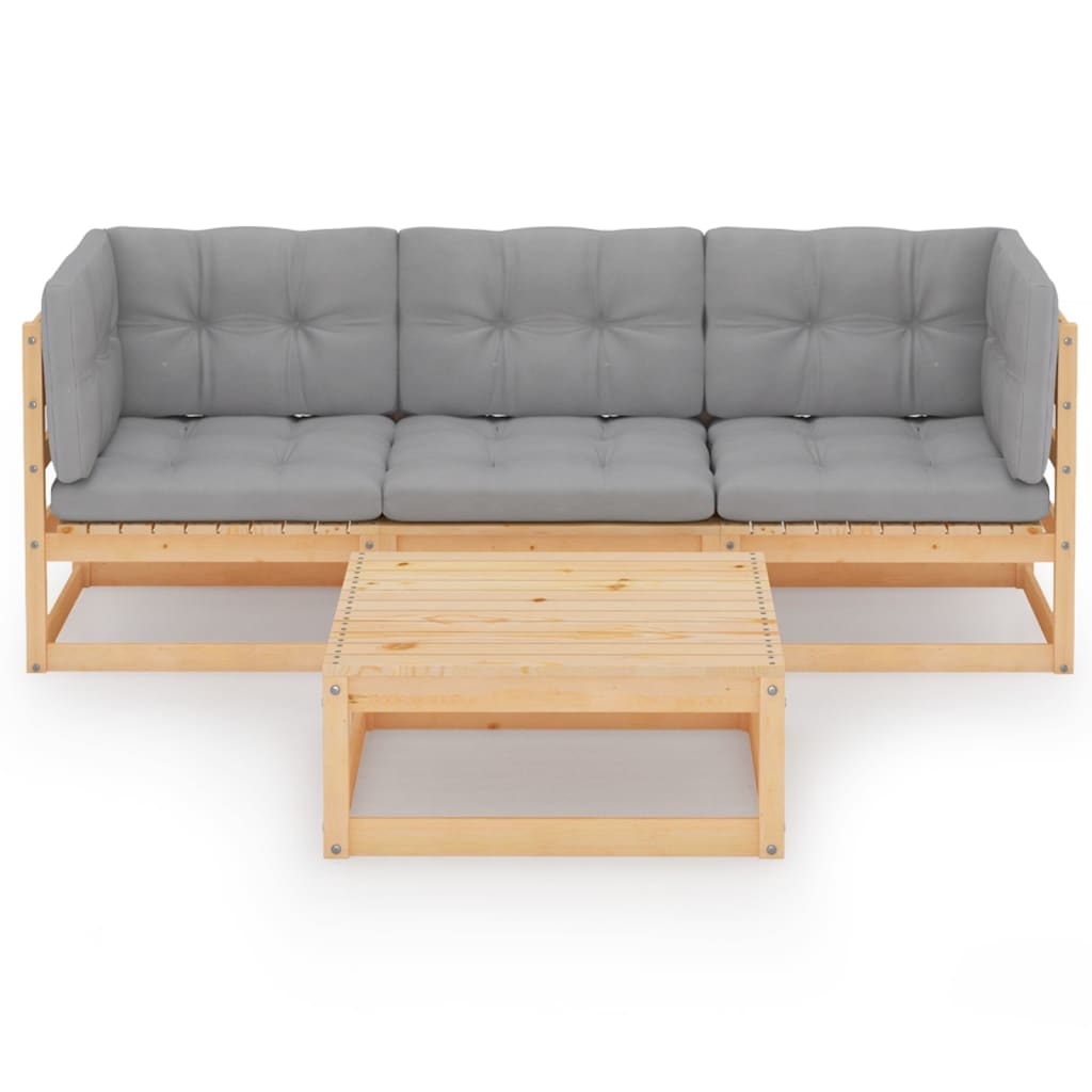 Hagesofagruppe med puter 4 deler heltre furu