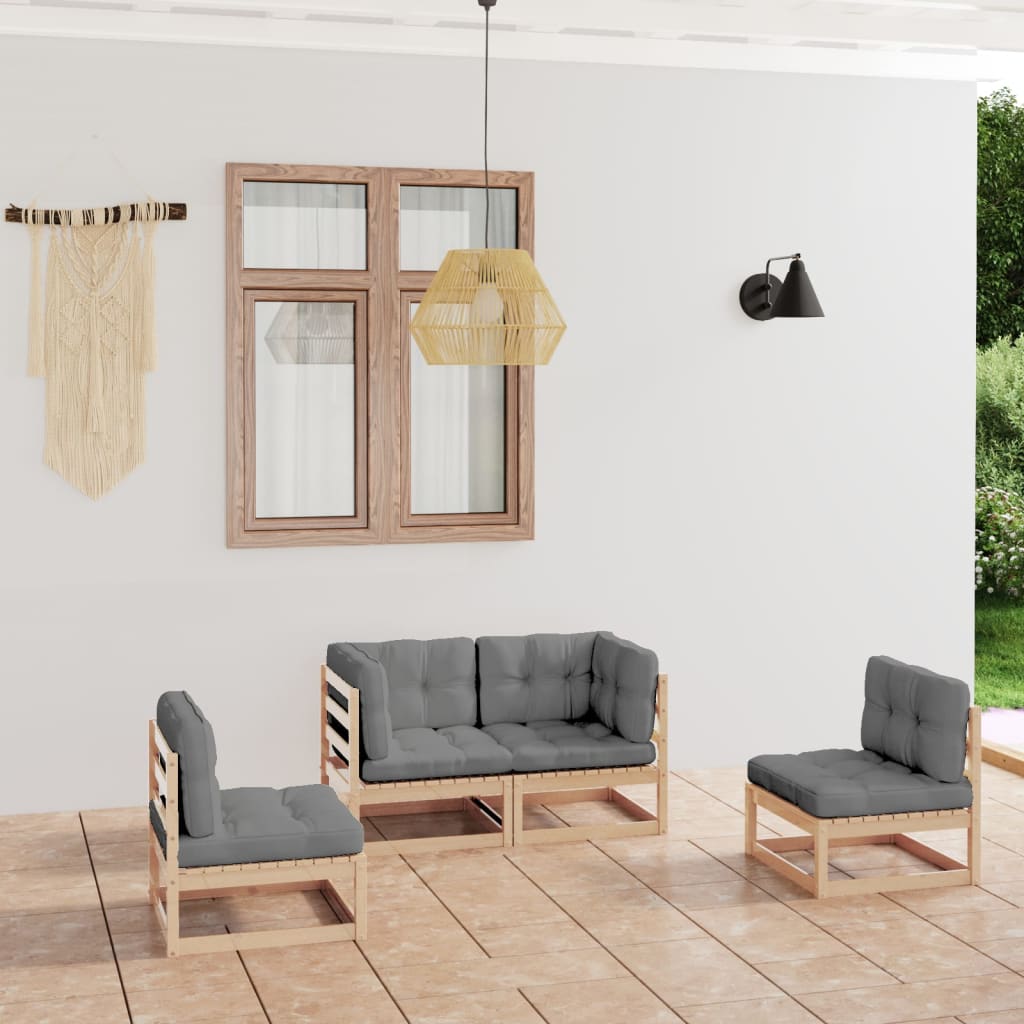 Hagesofagruppe med puter 4 deler heltre furu