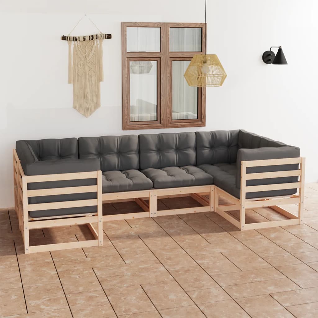 Hagesofagruppe med puter 6 deler heltre furu