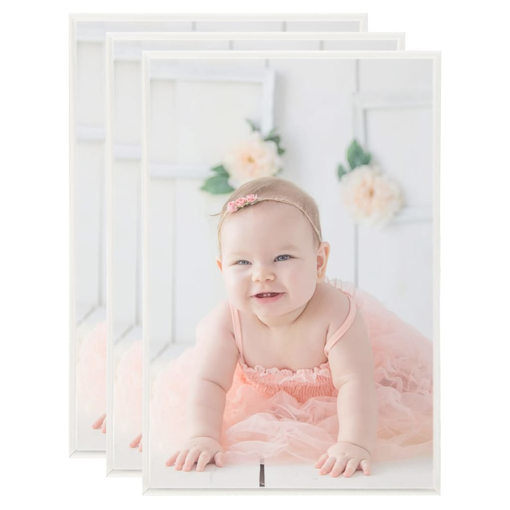 Fotorammekollasje for vegg eller bord 3 stk sølv 70x90 cm MDF