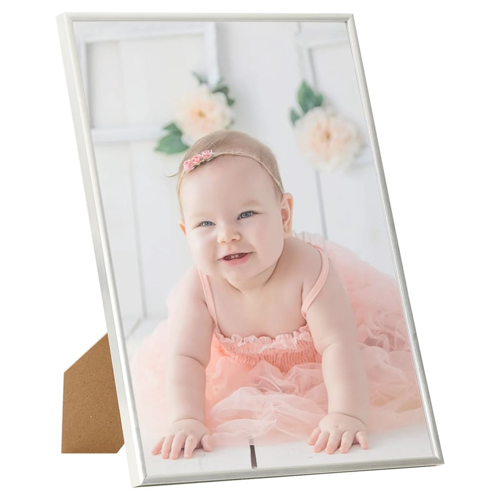 Fotorammekollasje for vegg eller bord 3 stk sølv 70x90 cm MDF