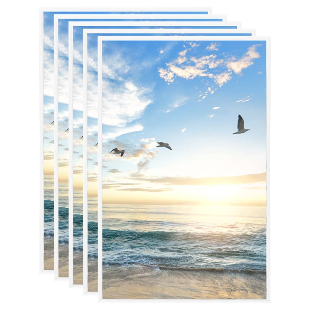 Fotorammekollasje for vegg eller bord 5 stk hvit 13x18 cm MDF