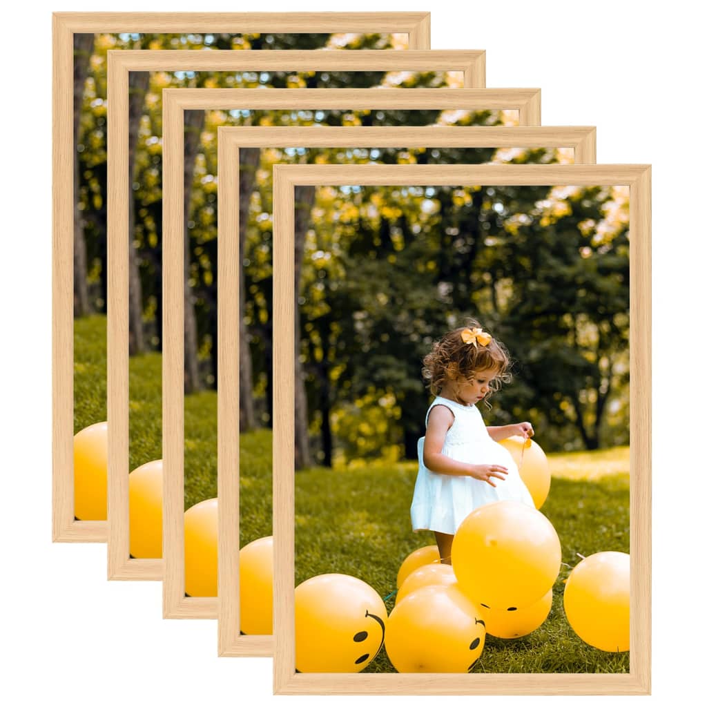 Fotorammekollasje for vegg eller bord 5 stk 70x90 cm lys eik
