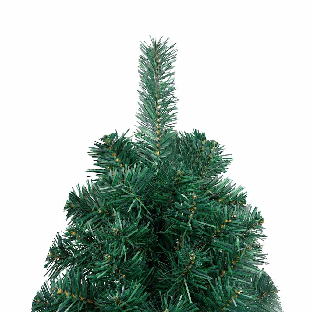 Forhåndsbelyst kunstig halvt juletre med kulesett grønn 150 cm