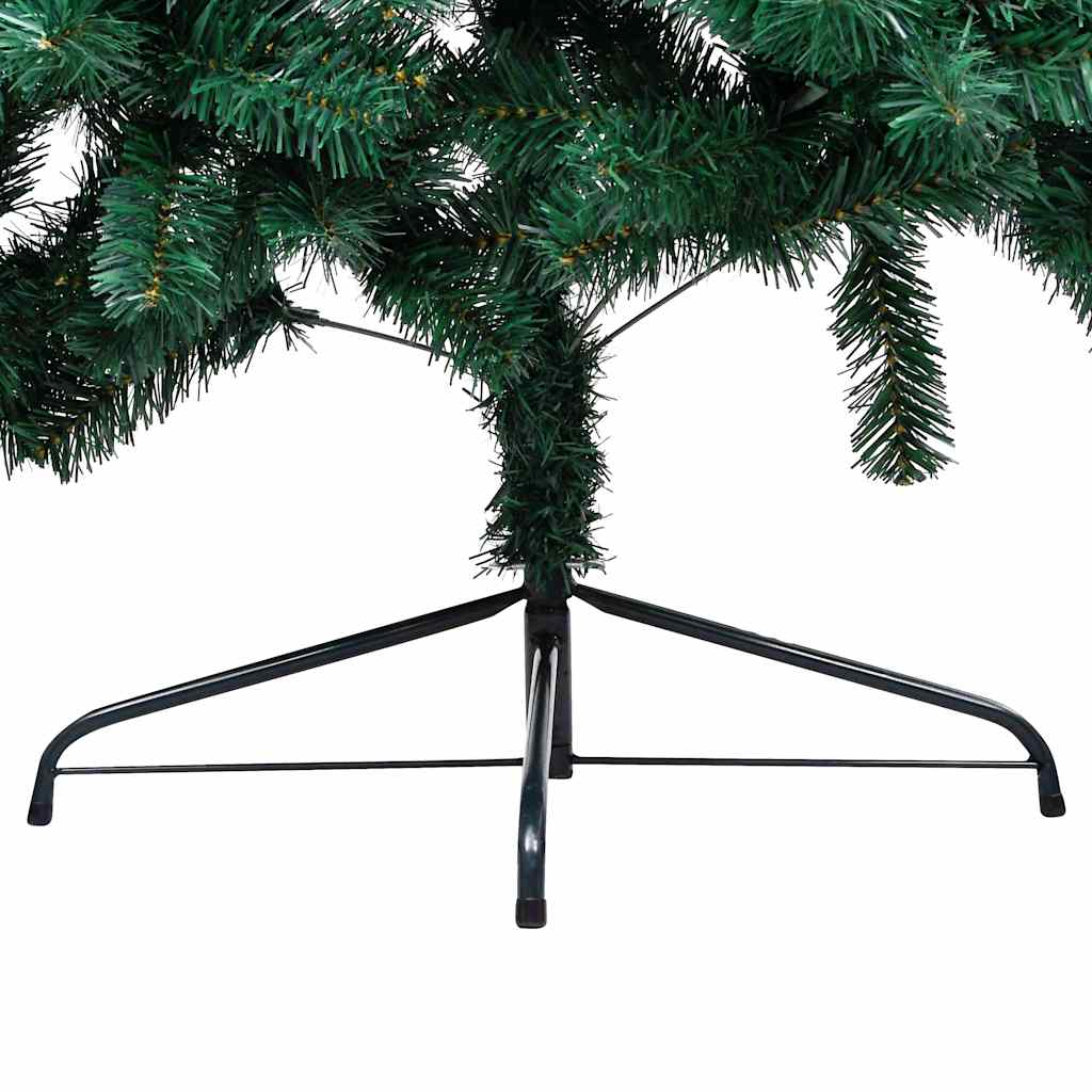 Forhåndsbelyst kunstig halvt juletre med kulesett grønn 150 cm