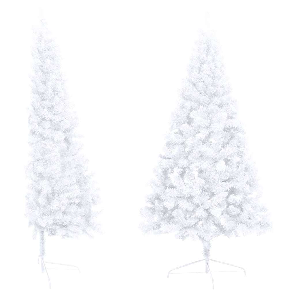 Forhåndsbelyst kunstig halvt juletre med kulesett hvit 120 cm