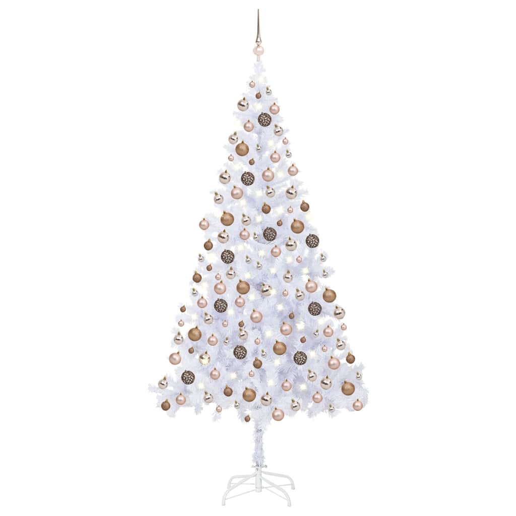Forhåndsbelyst kunstig juletre med kulesett 210 cm 910 grener