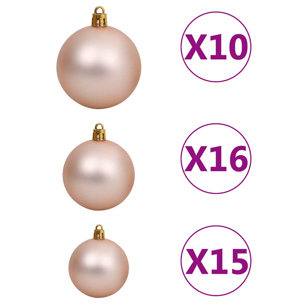 Forhåndsbelyst kunstig juletre med kulesett 210 cm 910 grener