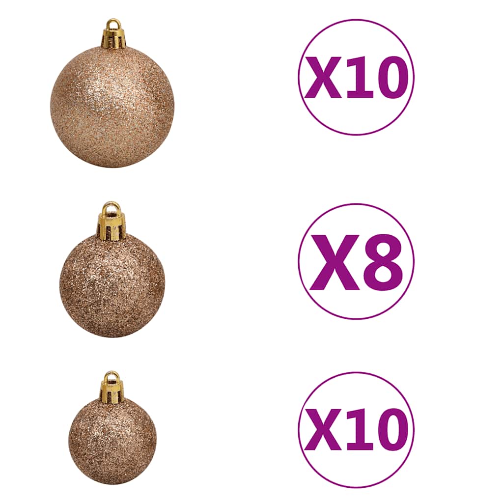 Forhåndsbelyst kunstig juletre med kulesett 210 cm 910 grener