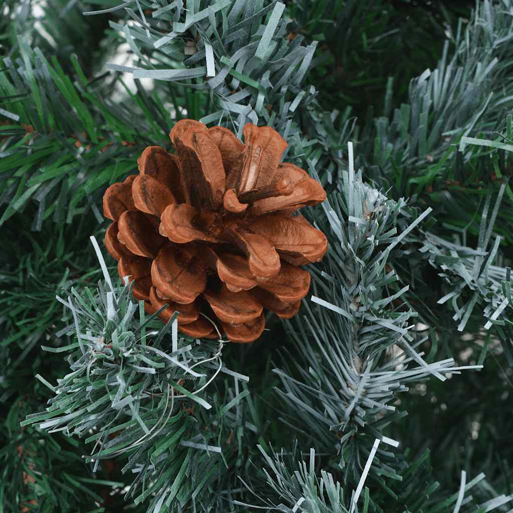 Forhåndsbelyst kunstig juletre med kulesett og kongler 180 cm