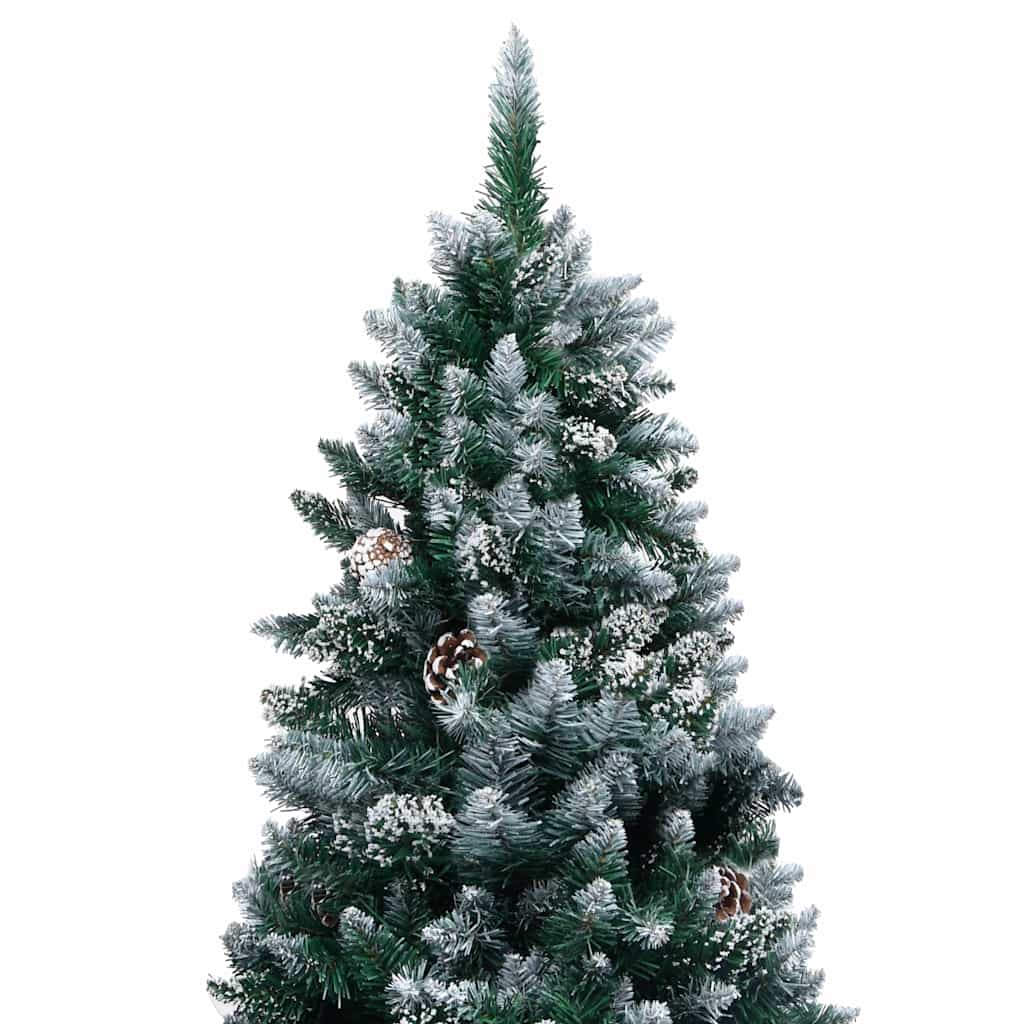 Forhåndsbelyst kunstig juletre med kulesett og kongler 180 cm