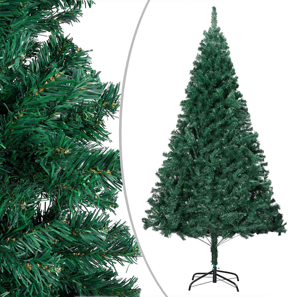 Forhåndsbelyst kunstig juletre med kulesett grønn 210 cm PVC