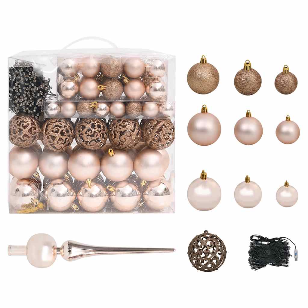 Forhåndsbelyst kunstig juletre med kulesett grønn 210 cm PVC