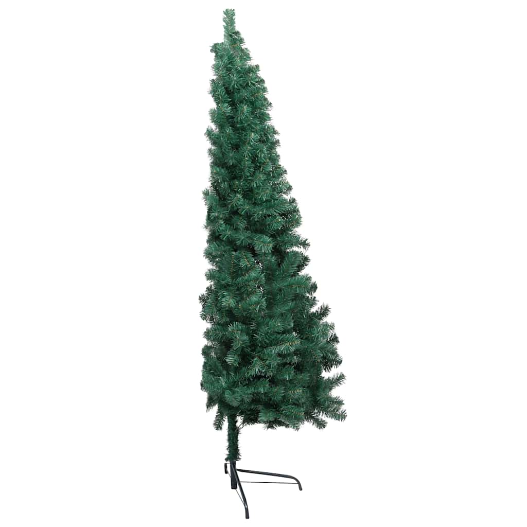 Forhåndsbelyst kunstig halvt juletre med kulesett grønn 120 cm