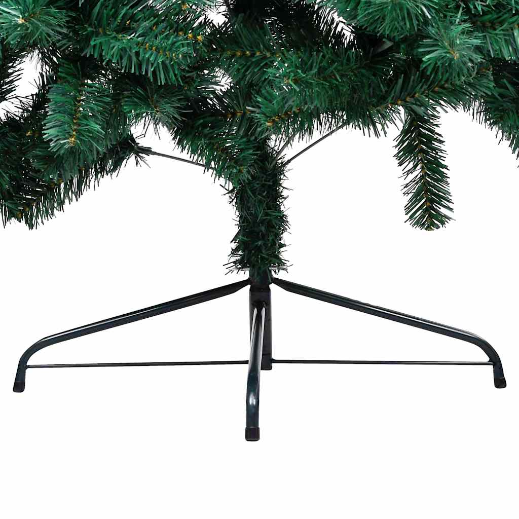 Forhåndsbelyst kunstig halvt juletre med kulesett grønn 120 cm