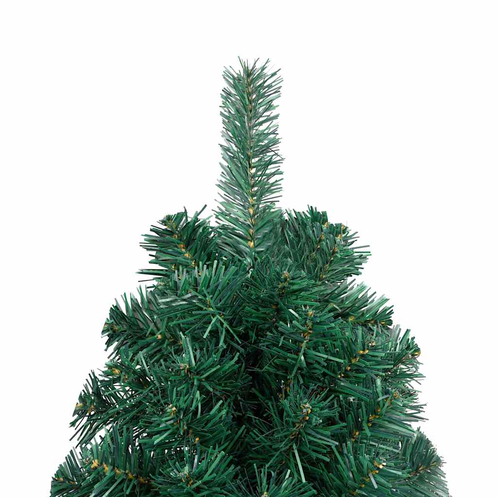 Forhåndsbelyst kunstig halvt juletre med kulesett grønn 150 cm