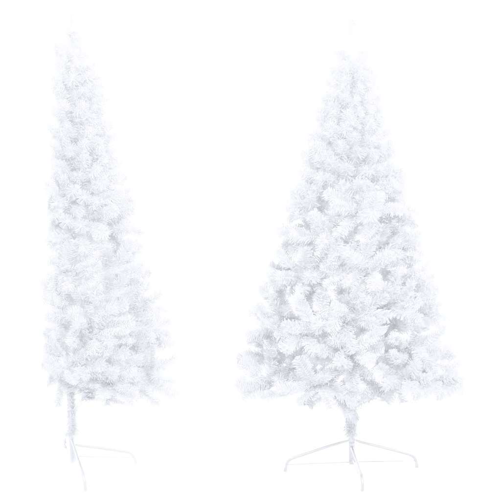 Forhåndsbelyst kunstig halvt juletre med kulesett hvit 120 cm
