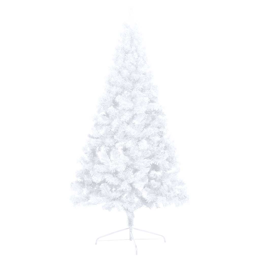 Forhåndsbelyst kunstig halvt juletre med kulesett hvit 150 cm