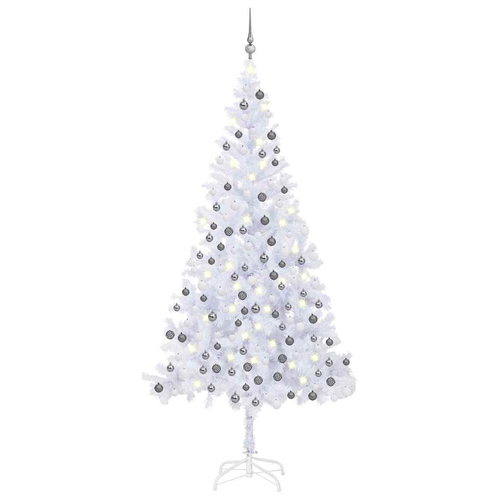Forhåndsbelyst kunstig juletre med kulesett 210 cm 910 grener