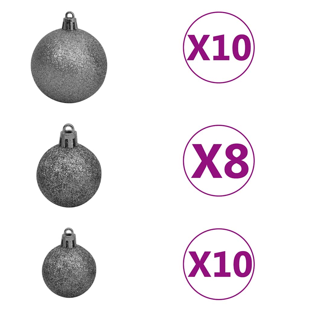Forhåndsbelyst kunstig juletre med kulesett 210 cm 910 grener