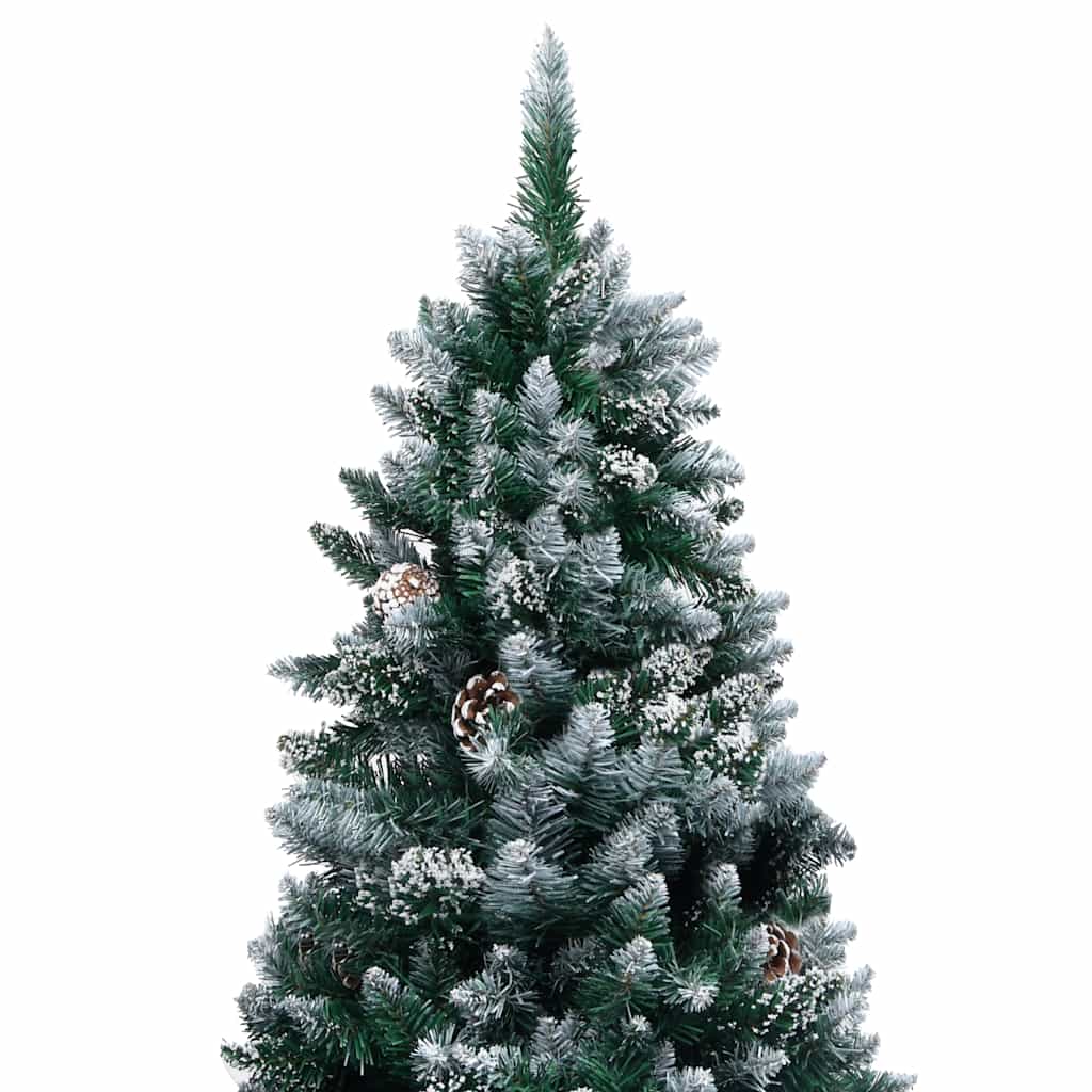 Forhåndsbelyst kunstig juletre med kulesett og kongler 180 cm