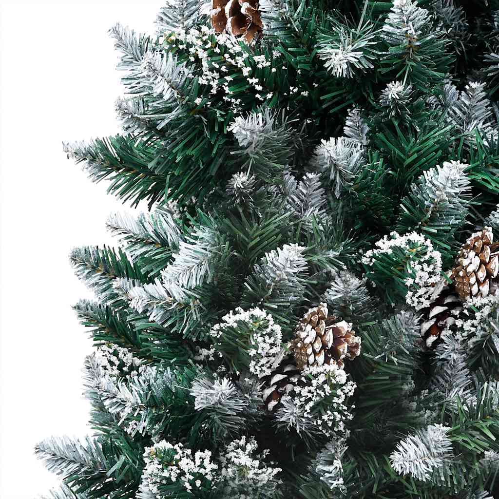 Forhåndsbelyst kunstig juletre med kulesett og kongler 240 cm