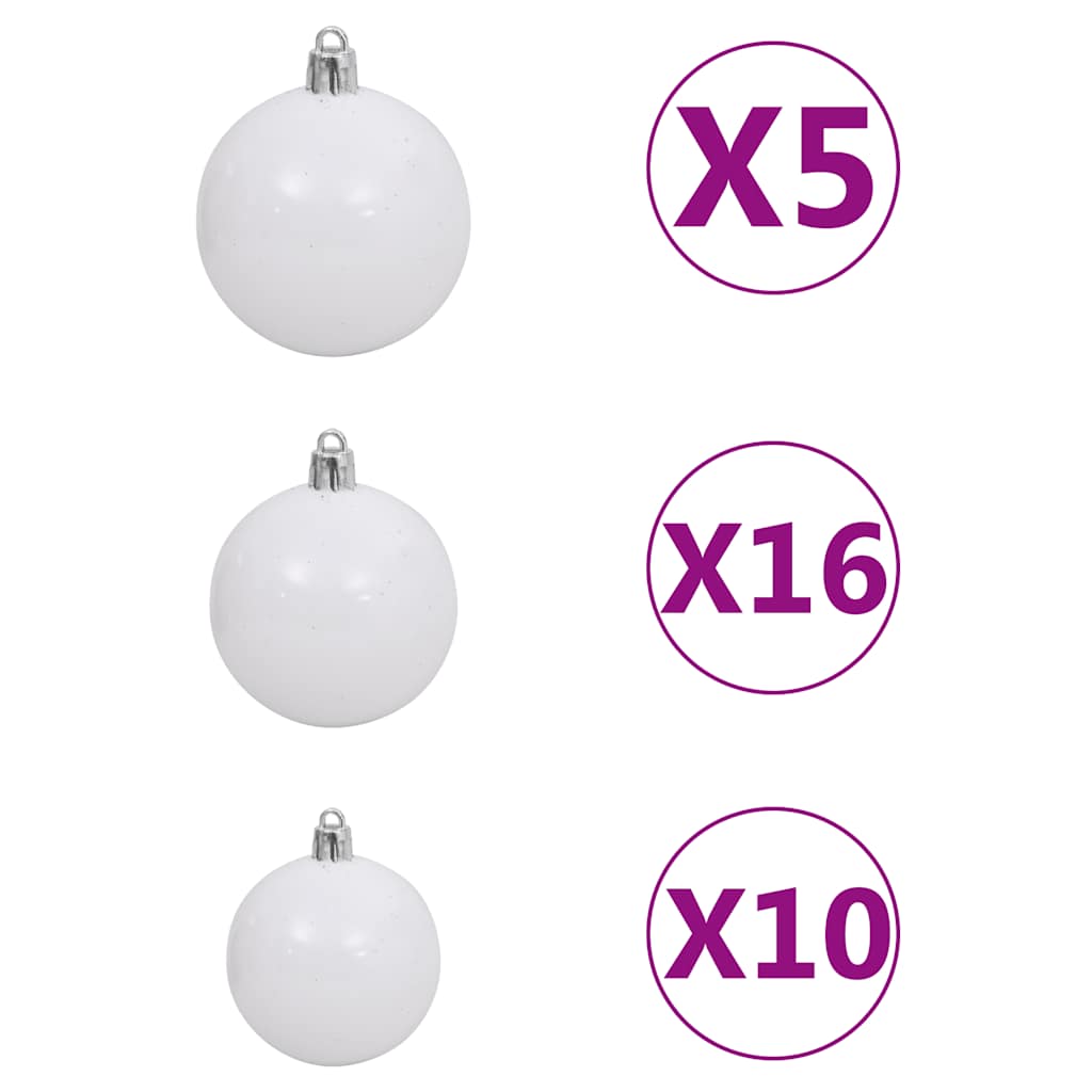 Forhåndsbelyst kunstig juletre med kulesett og kongler 240 cm