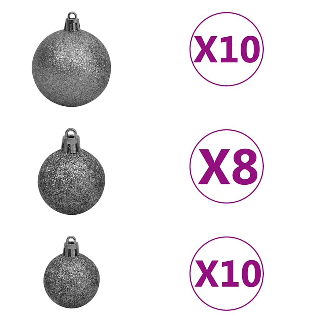 Forhåndsbelyst kunstig juletre med kulesett grønn 240 cm