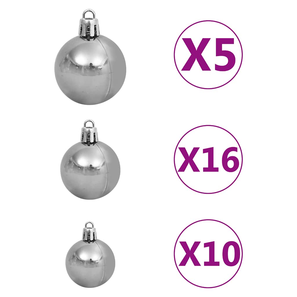 Forhåndsbelyst kunstig juletre med kulesett 240 cm grønn