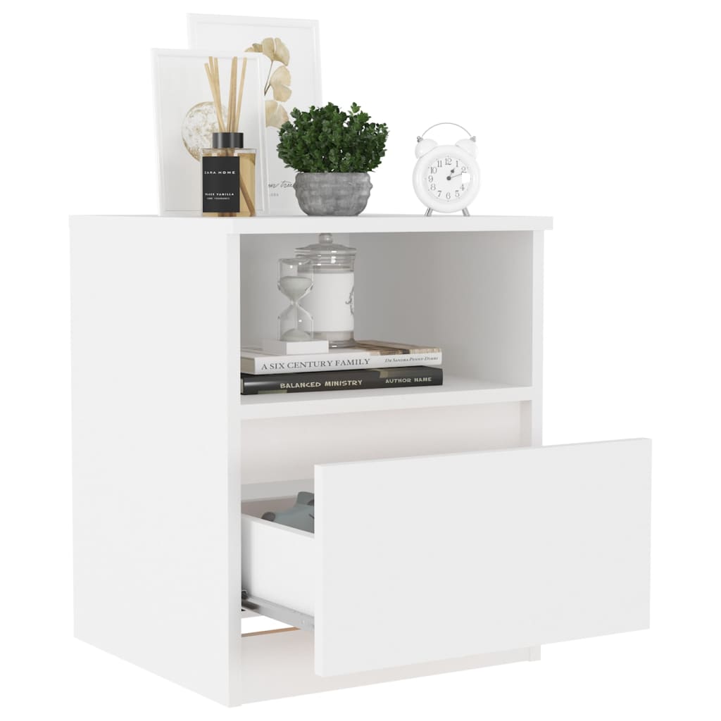 Nattbord 2 stk hvit 40x40x50 cm sponplate