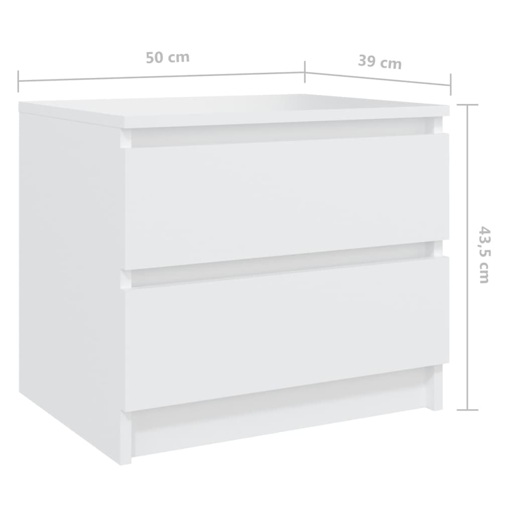Nattbord hvit 50x39x43,5 cm konstruert tre