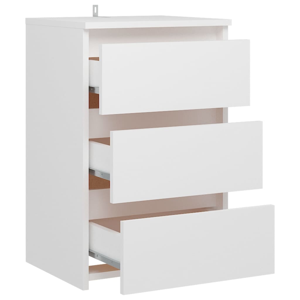 Nattbord 2 stk hvit 40x35x62,5 cm sponplate