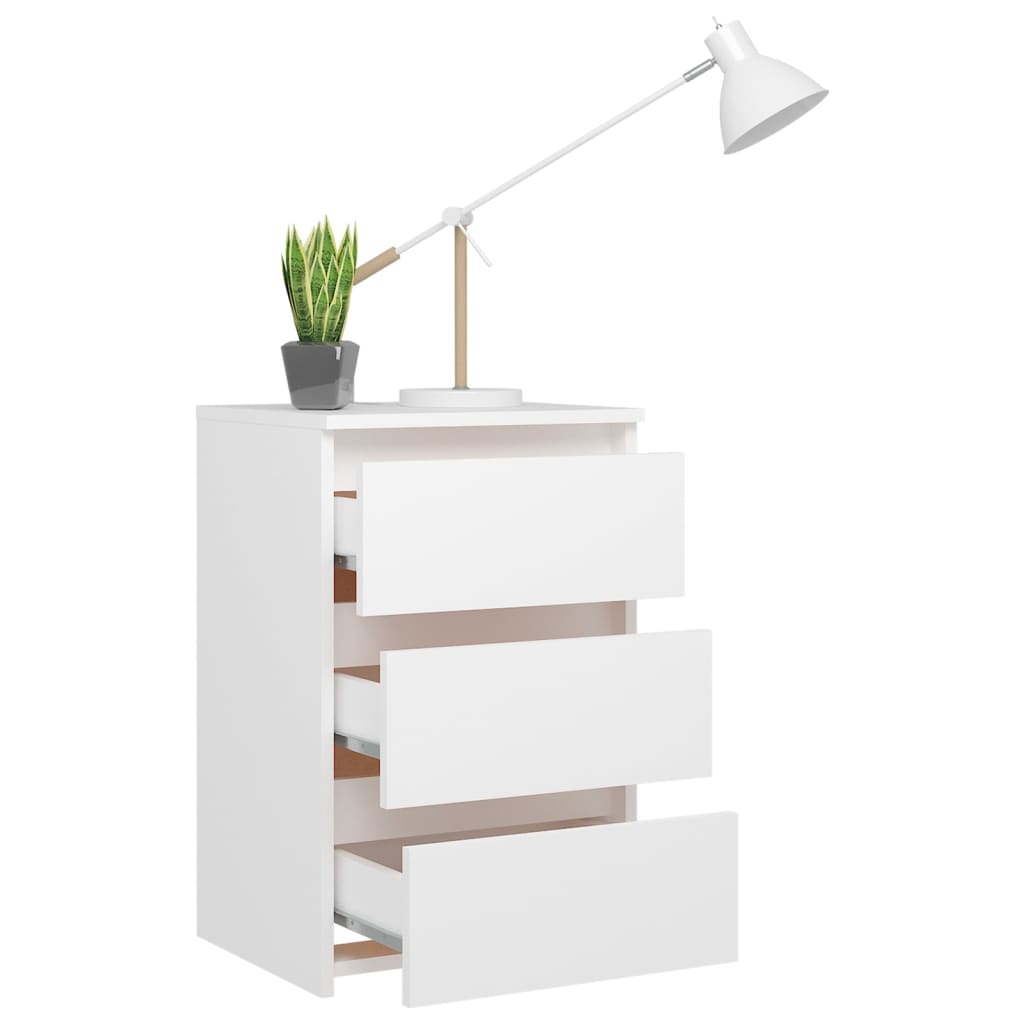 Nattbord 2 stk hvit 40x35x62,5 cm sponplate