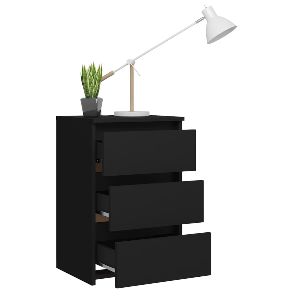 Nattbord 2 stk svart 40x35x62,5 cm sponplate